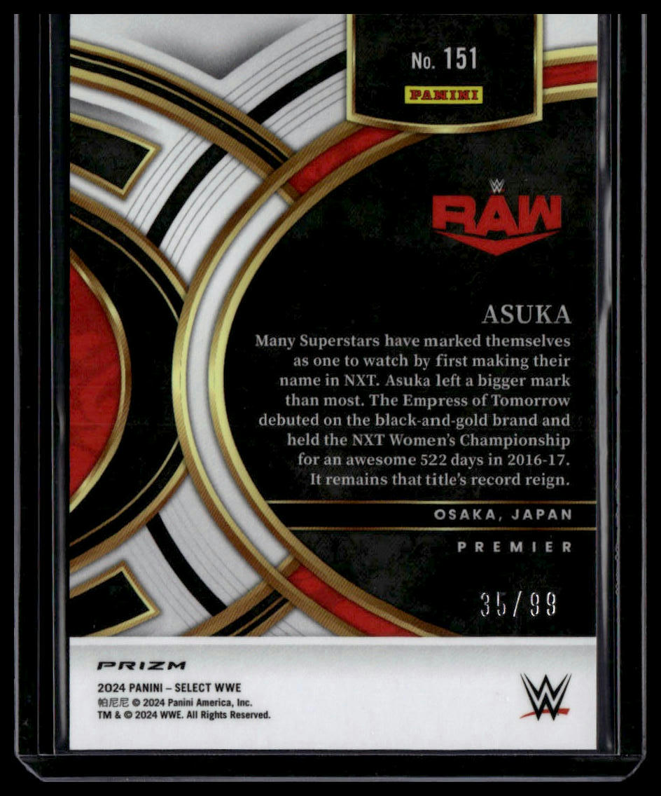 2024 Panini Select WWE #151 Asuka Red Wave Prizms #/99