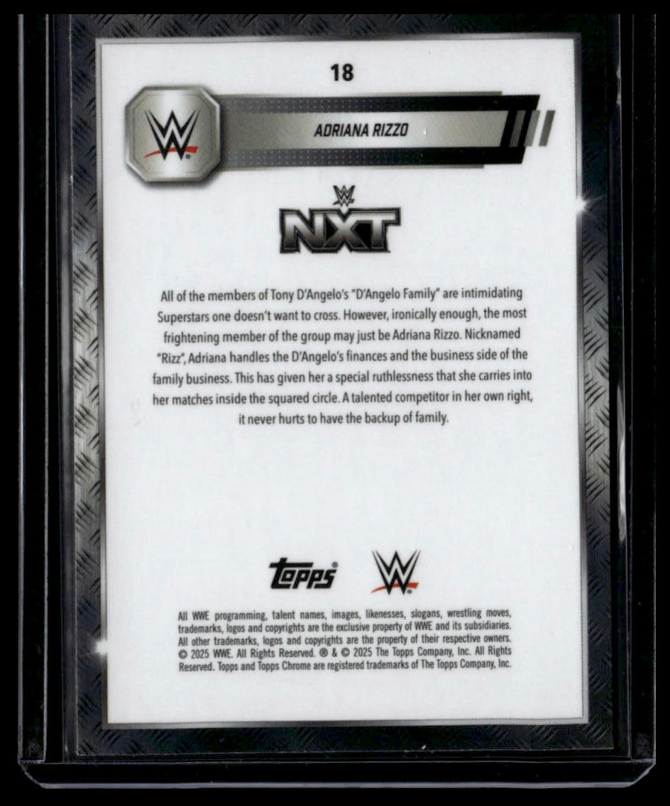 2025 Topps Chrome WWE #18 Adriana Rizzo Green Refractor #/99