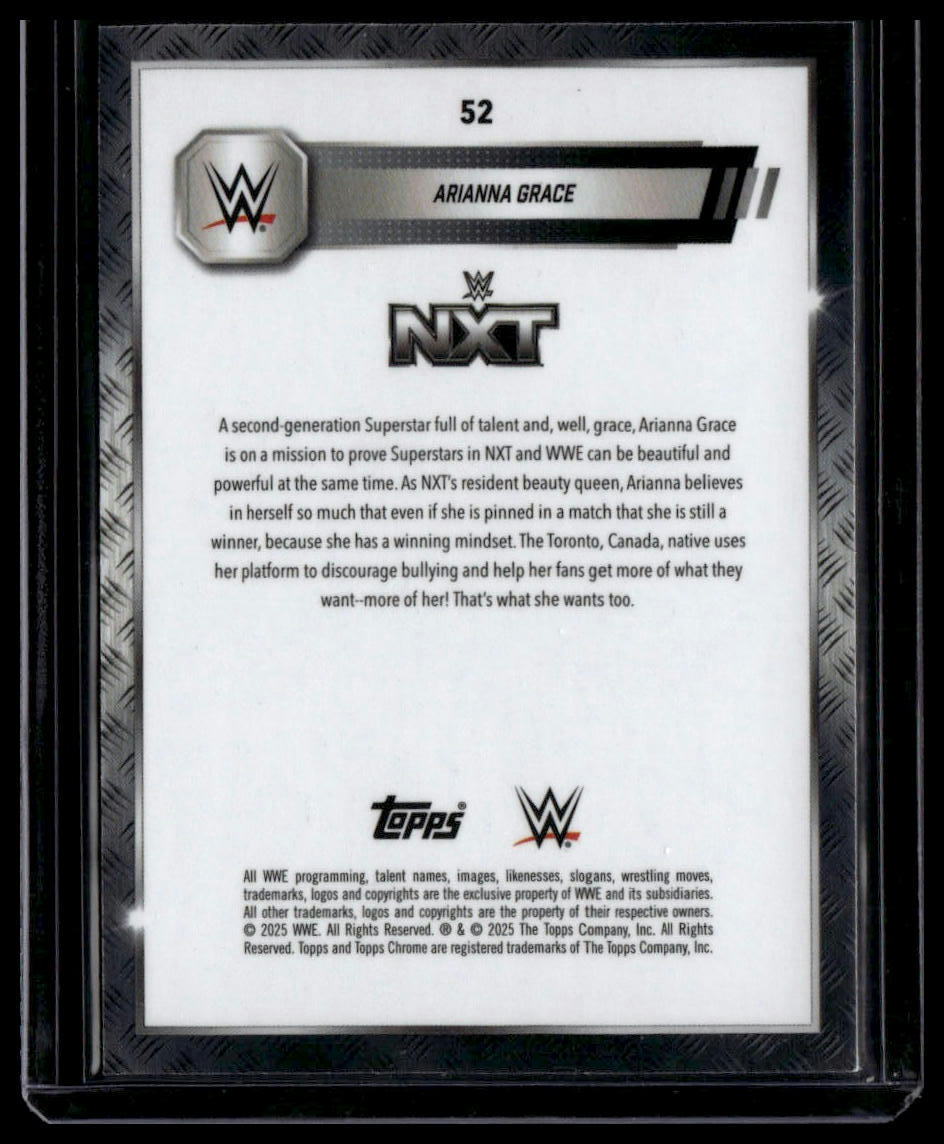 2025 Topps Chrome WWE #52 Arianna Grace Aqua Shimmer Refractor #/199