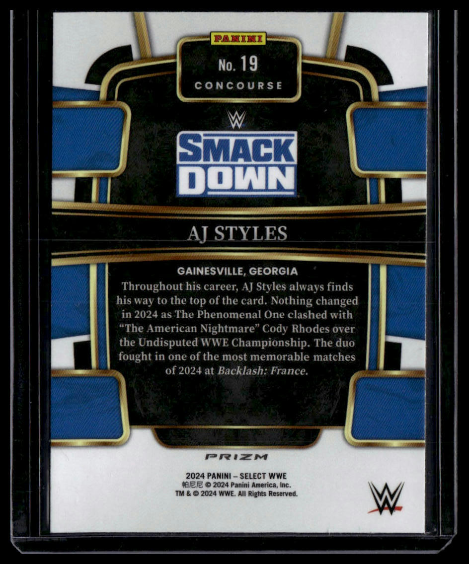 2024 Panini Select WWE #19 AJ Styles Green Flash Prizms