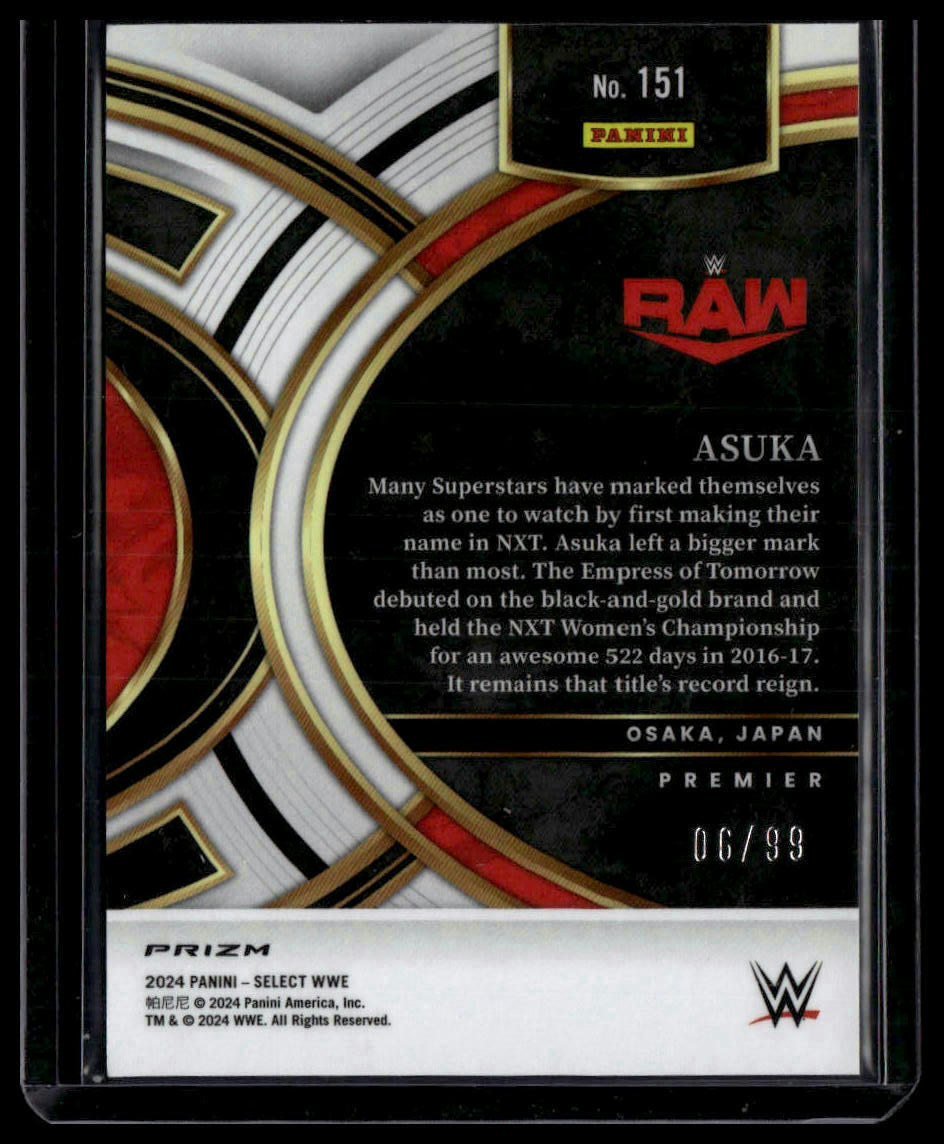 2024 Panini Select WWE #151 Asuka Red Wave Prizms #/99