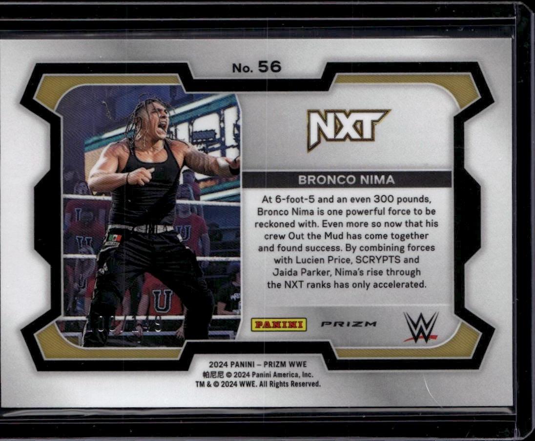 2024 Panini Prizm WWE #56 Bronco Nima Purple Prizms #/149