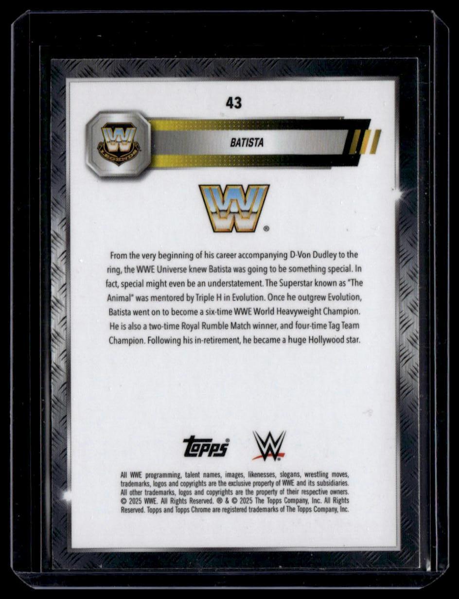 2025 Topps Chrome Sapphire Edition WWE #43 Batista Green #/75