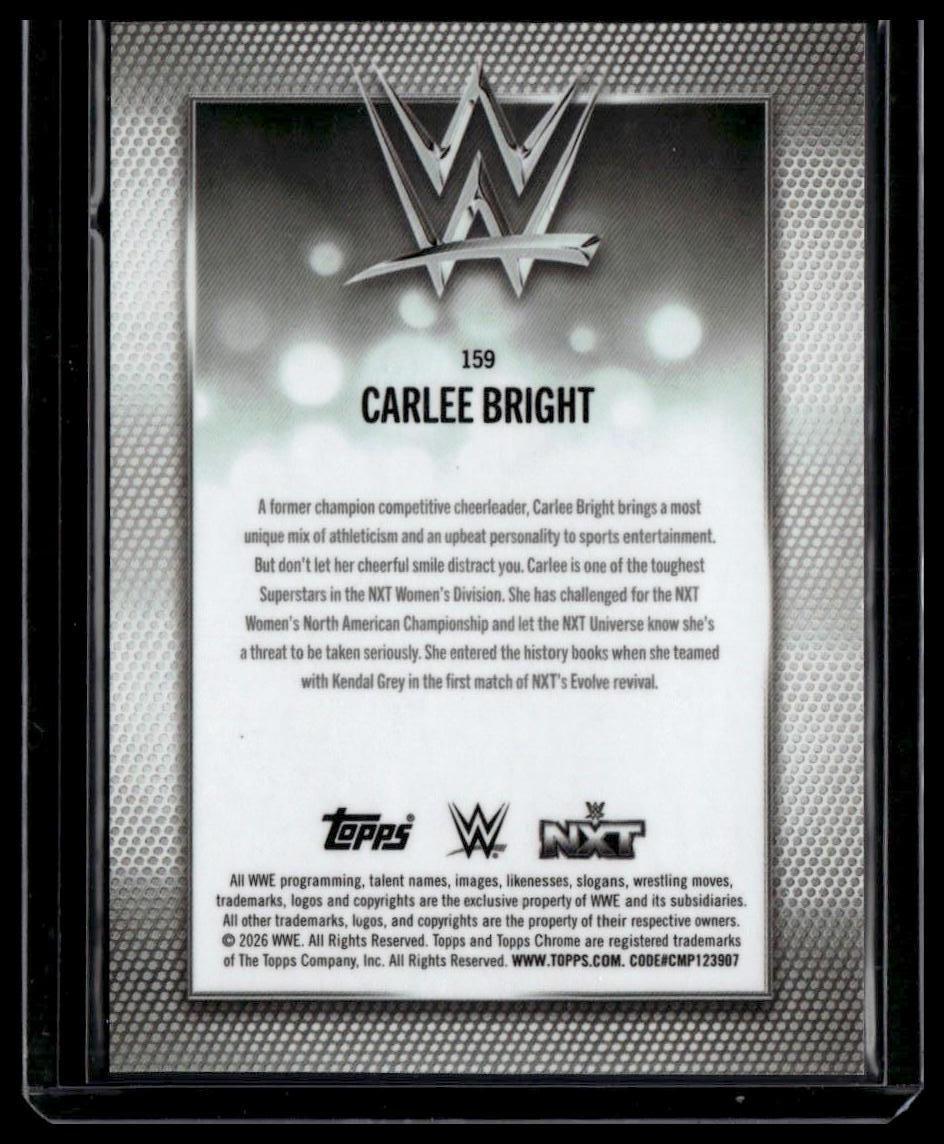2026 Topps Chrome WWE #159 Carlee Bright Logofractor Gold #/50