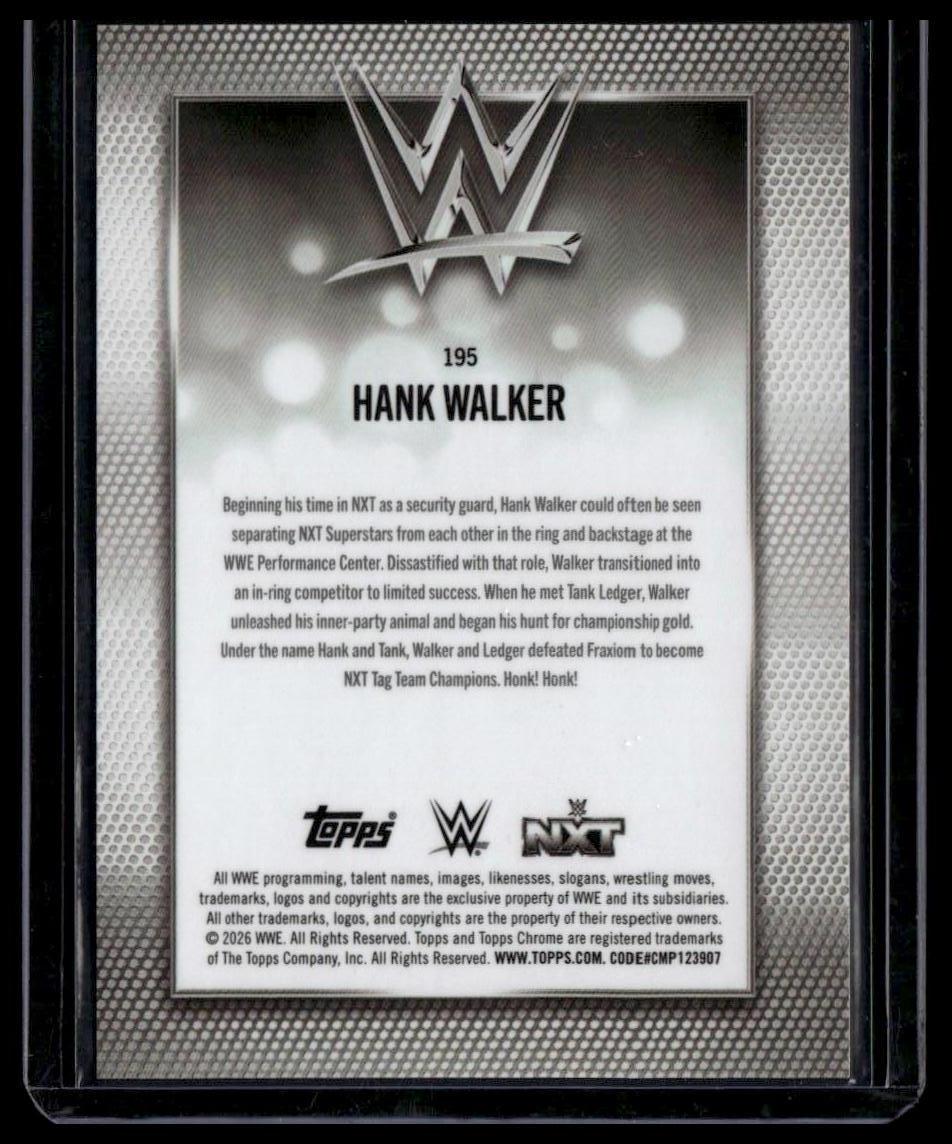 2026 Topps Chrome WWE #195 Hank Walker Orange Geometric Refractor #/25