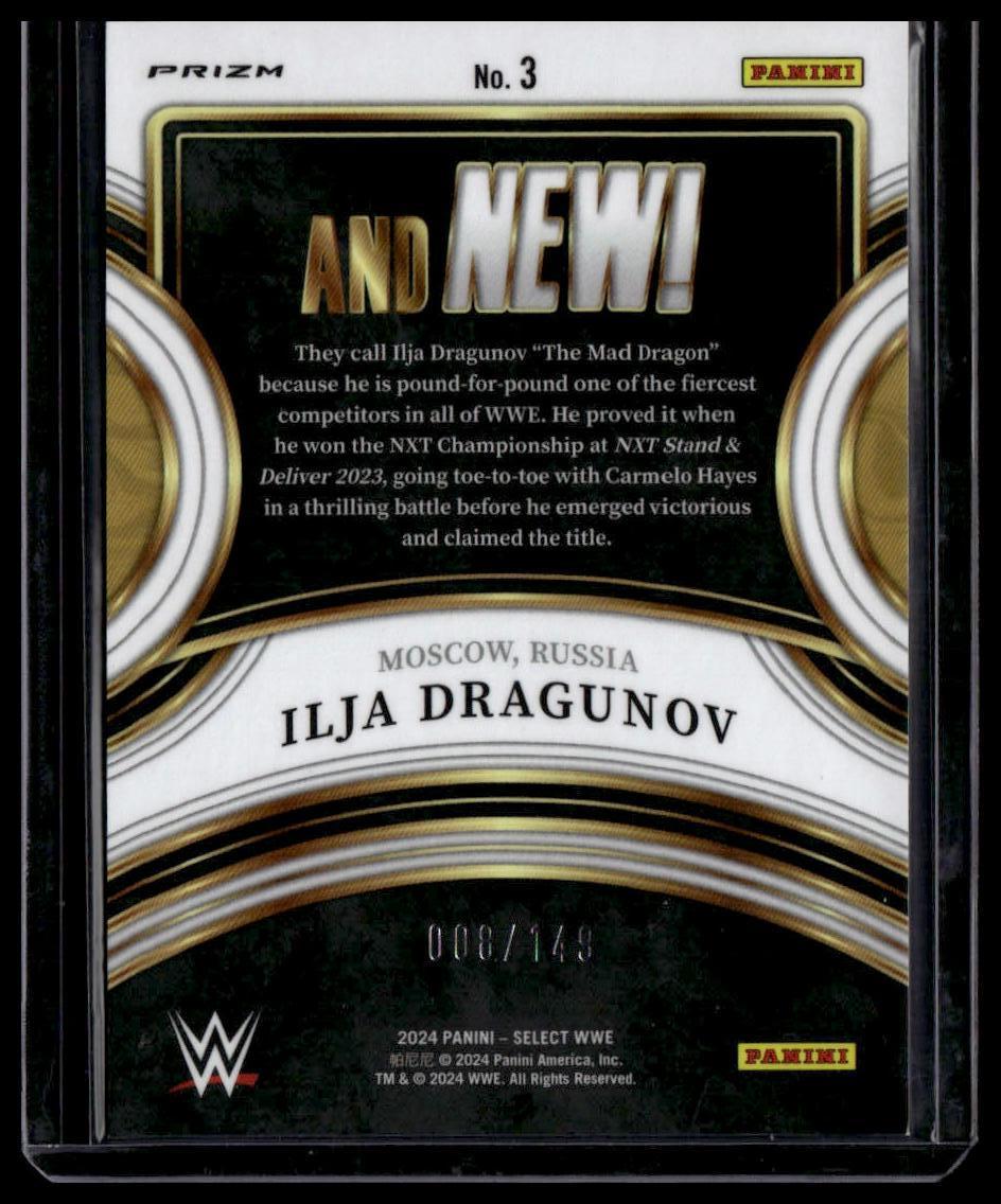 2024 Panini Select WWE #3 Ilja Dragunov And NEW! Red Wave Prizms #/149