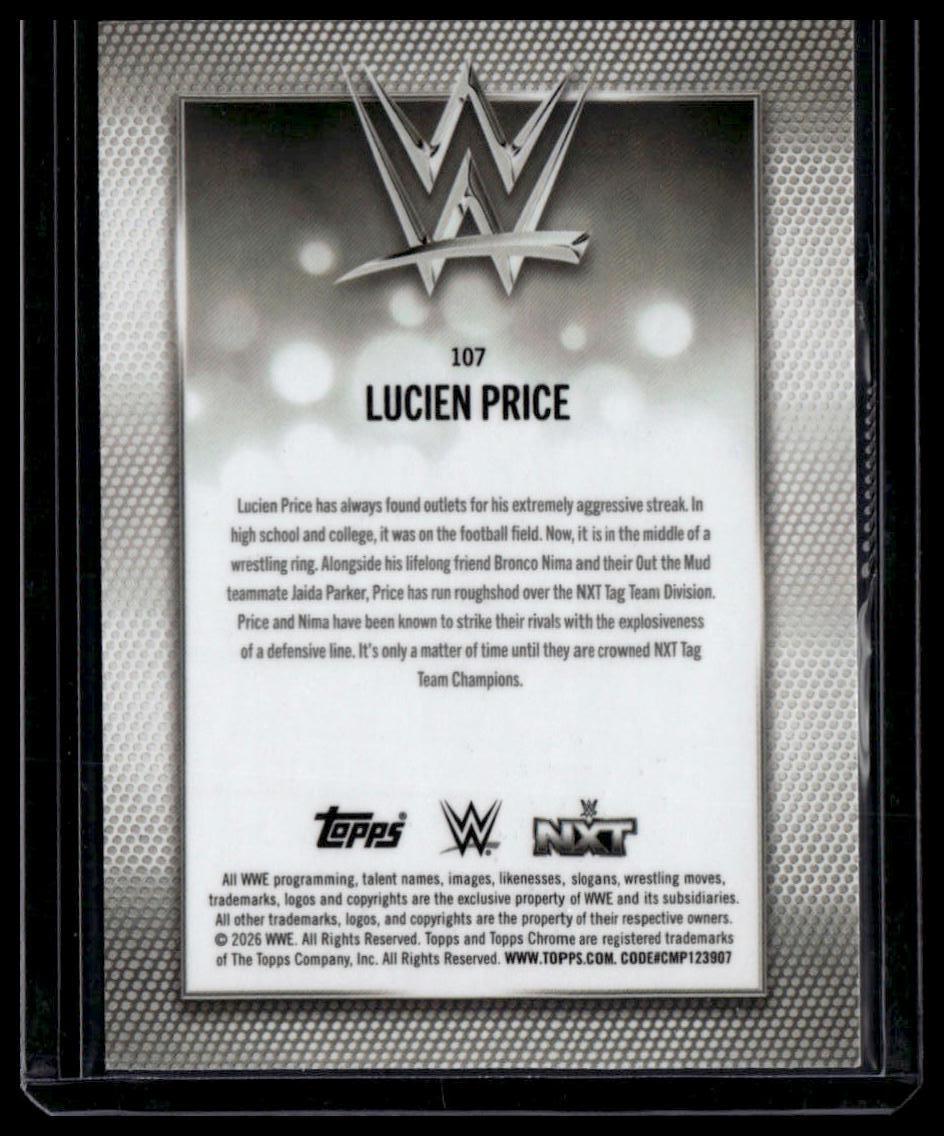 2026 Topps Chrome WWE #107 Lucien Price Logofractor Green #/99