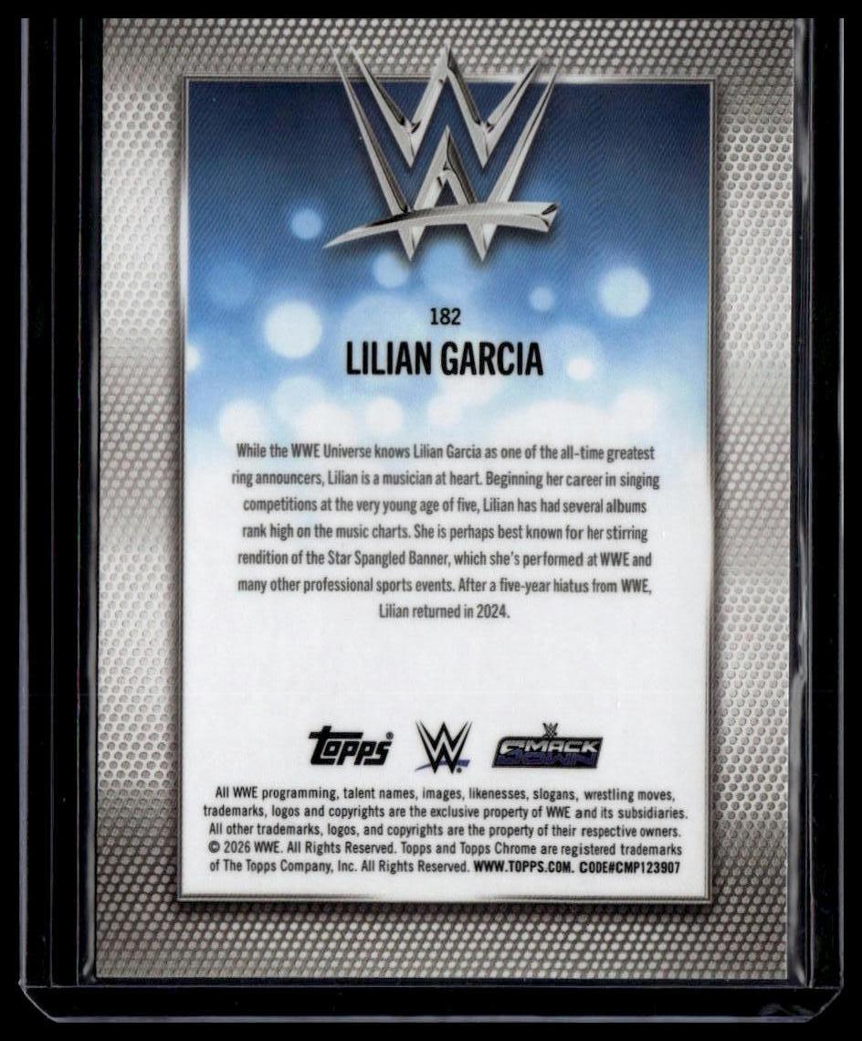 2026 Topps Chrome WWE #182 Lilian Garcia Aqua Refractor #/199