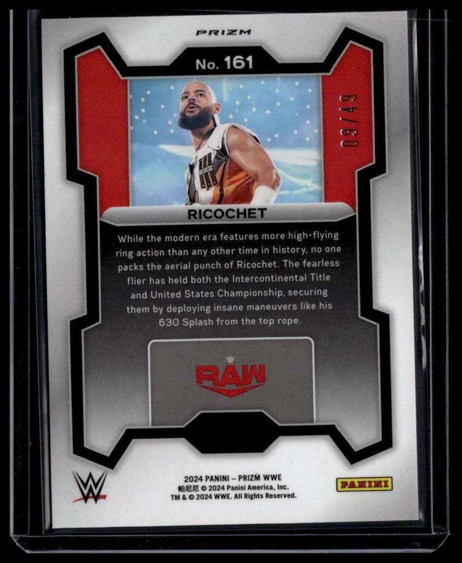 2024 Panini Prizm WWE #161 Ricochet Under Card Green Prizms #/49
