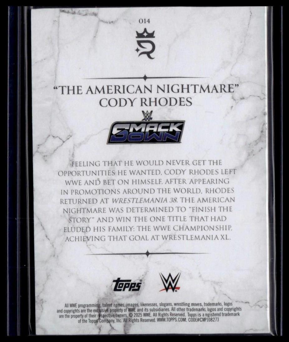 2025 Topps Royalty WWE #14 The American Nightmare Cody Rhodes #/99