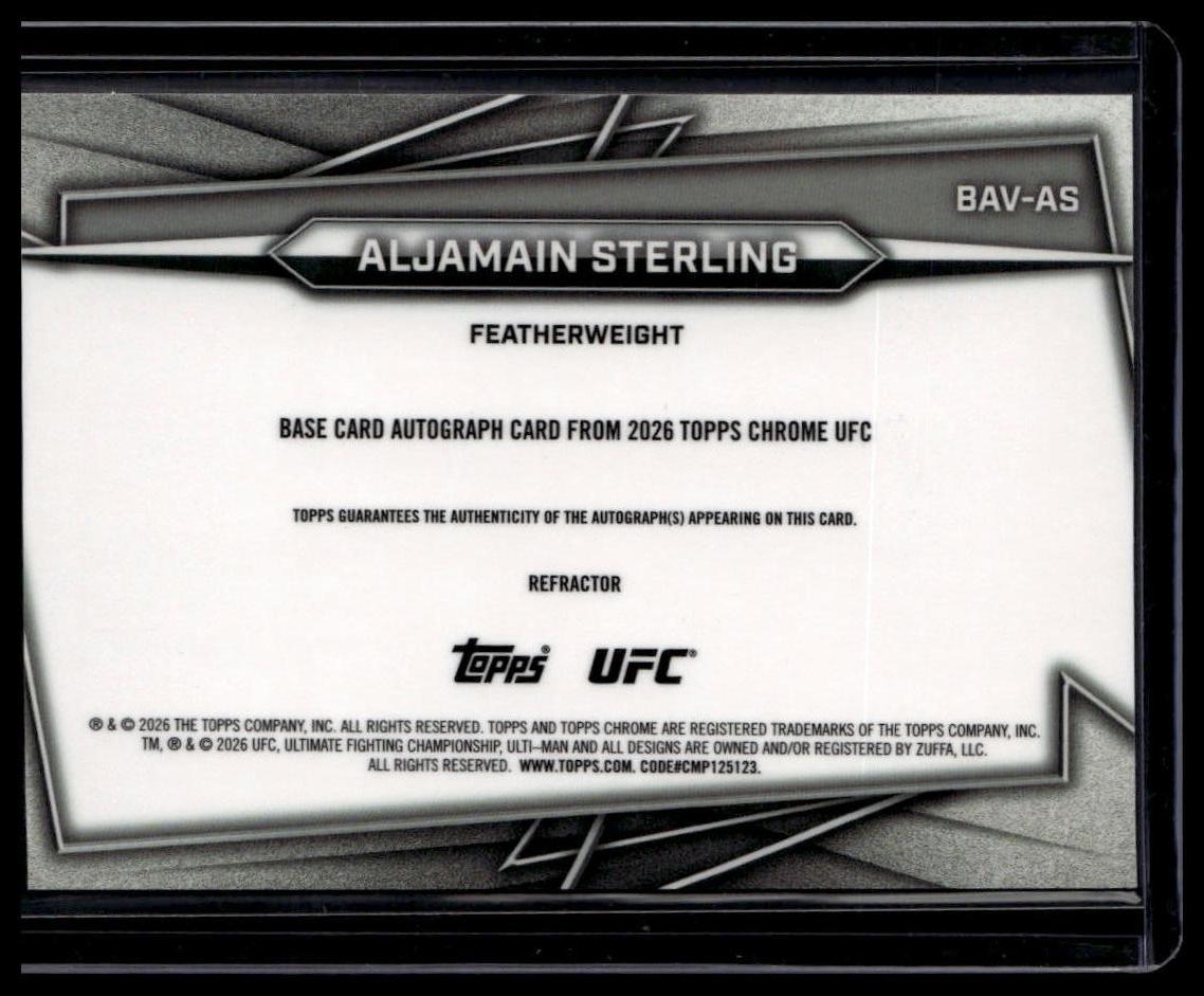 2026 Topps Chrome UFC #BAV-AS Aljamain Sterling Base Autographs