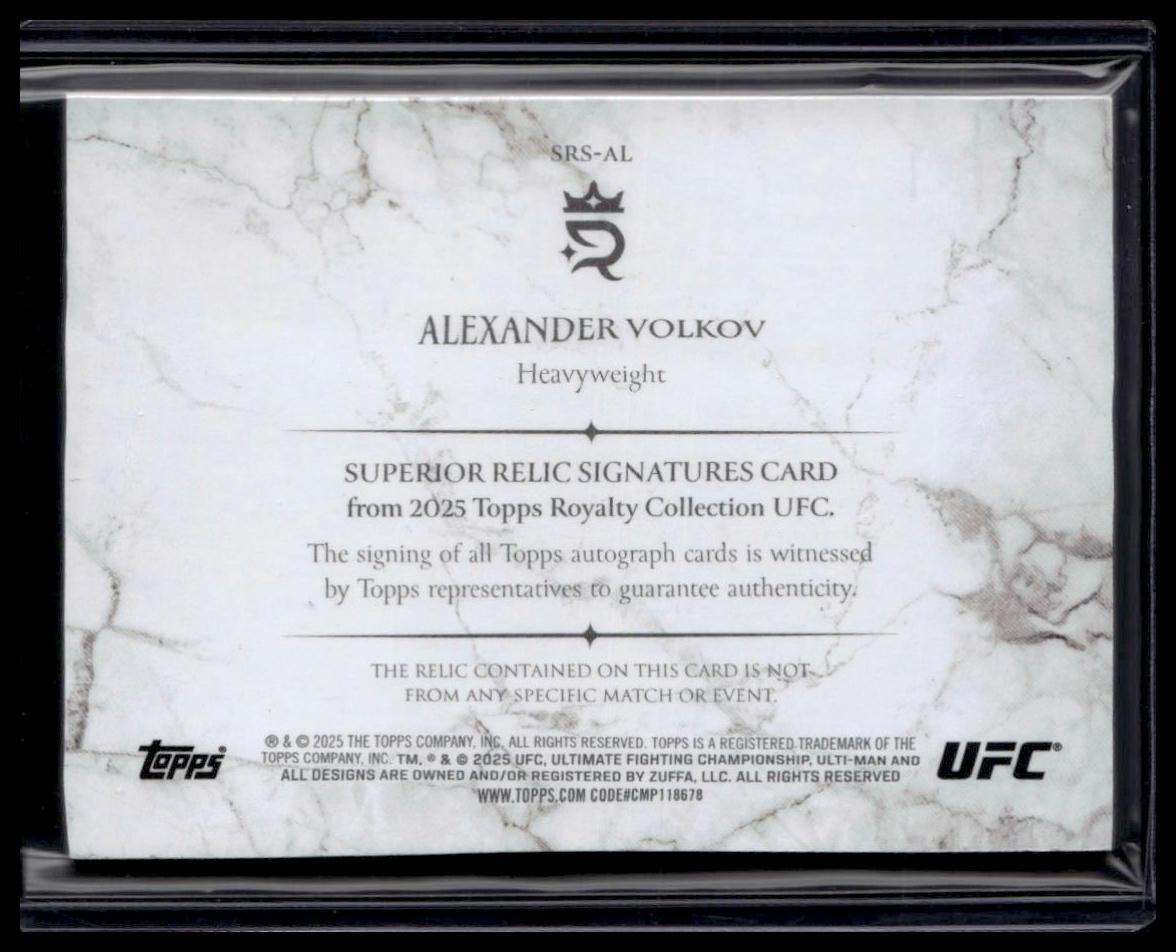 2025 Topps Royalty UFC #SRS-AL Alexander Volkov Superior Relic Signatures #/99