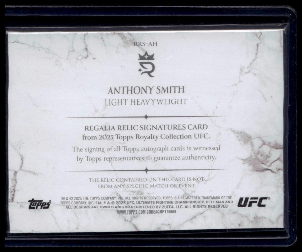 2025 Topps Royalty UFC #RRS-AH Anthony Smith Regalia Relic Signatures #/99