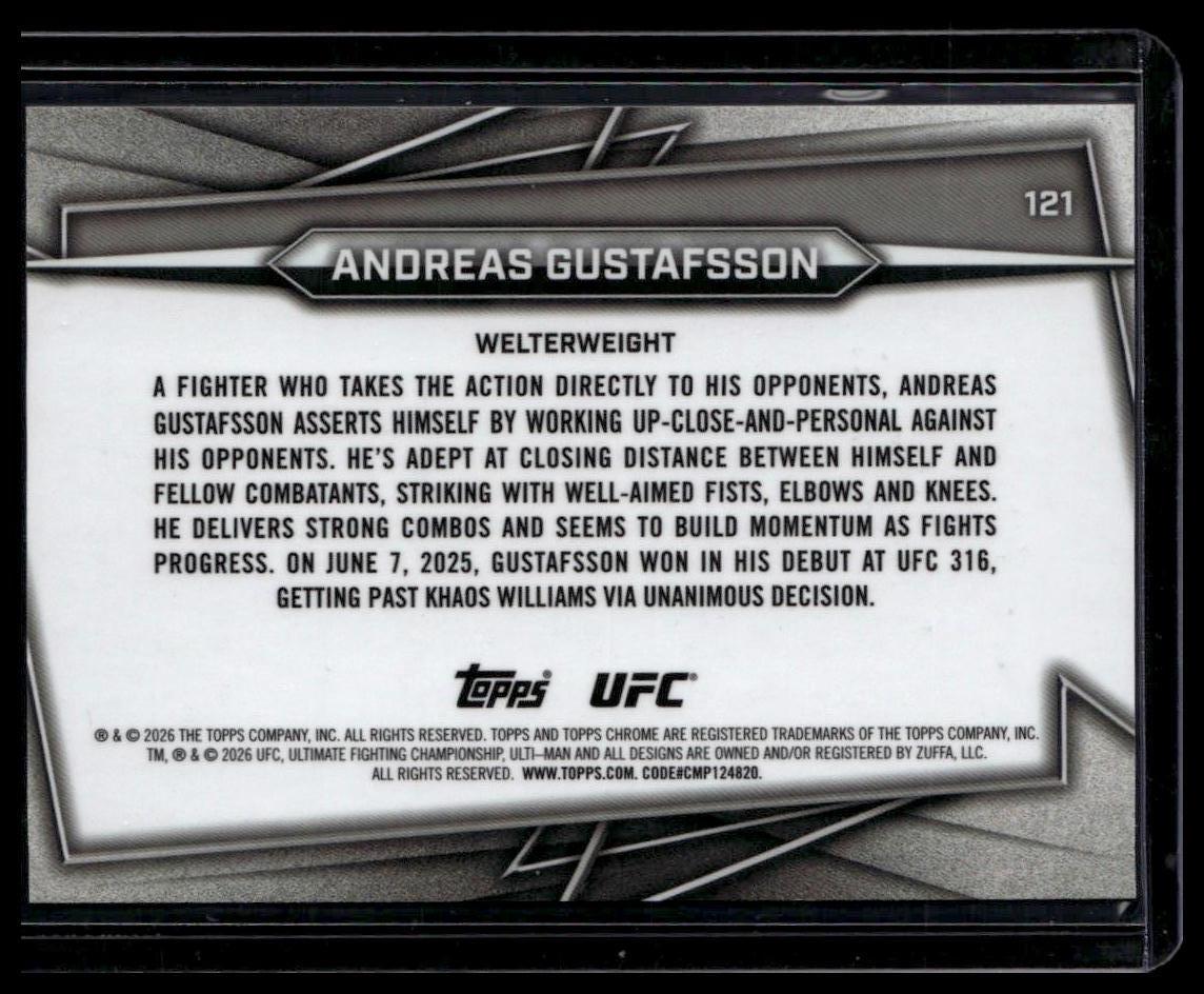 2026 Topps Chrome UFC #121 Andreas Gustafsson Orange Geometric Refractor #/25