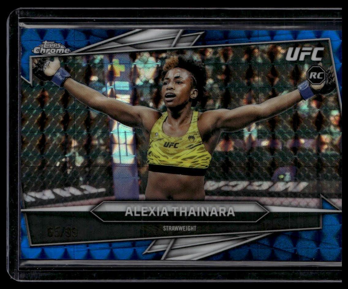 2026 Topps Chrome UFC #191 Alexia Thainara Blue Geometric Refractor #/99