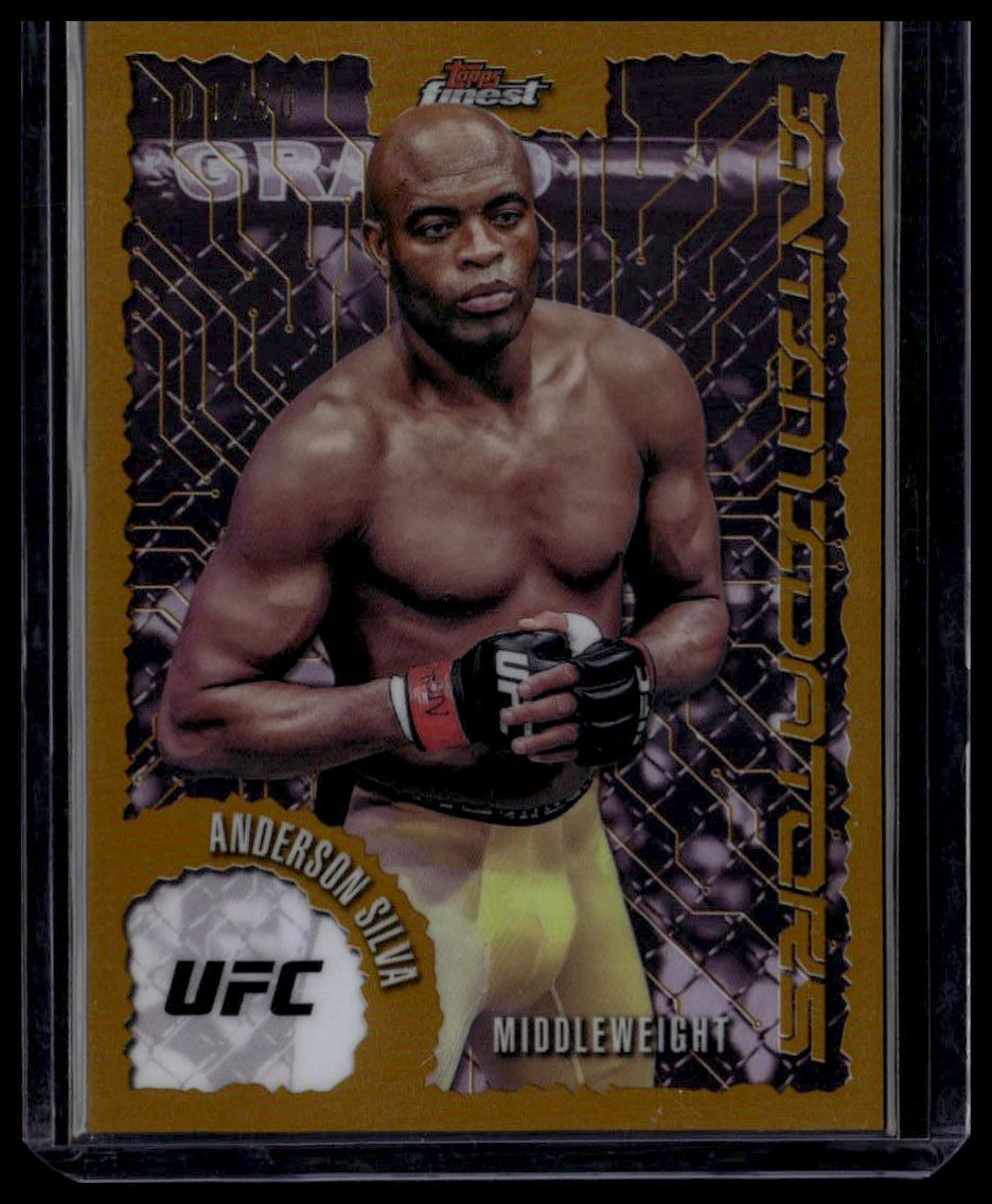 2025 Topps Finest UFC #IT-11 Anderson Silva Intimidators Gold Refractors #/50