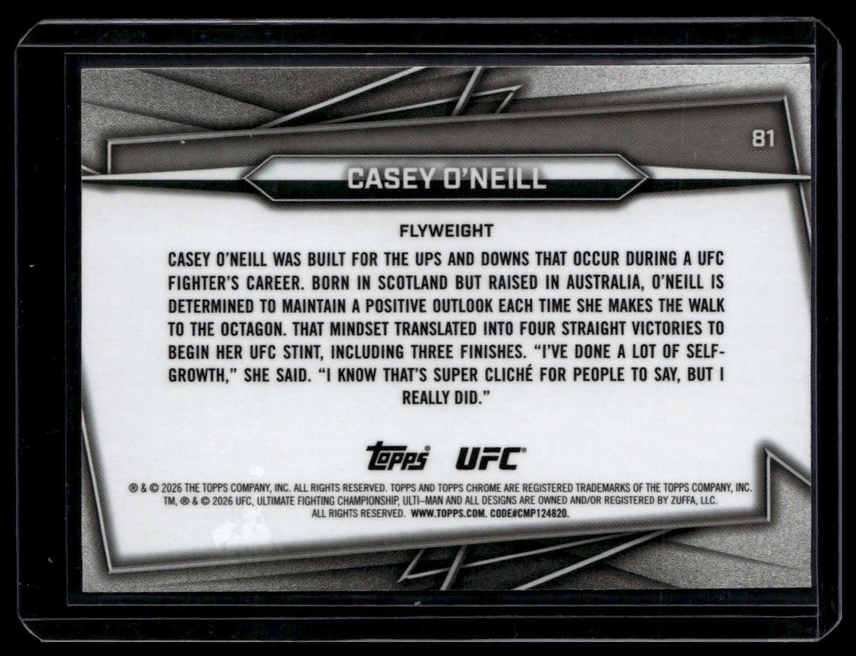 2026 Topps Chrome UFC #81 Casey O'Neill Blue Geometric Refractor #/99