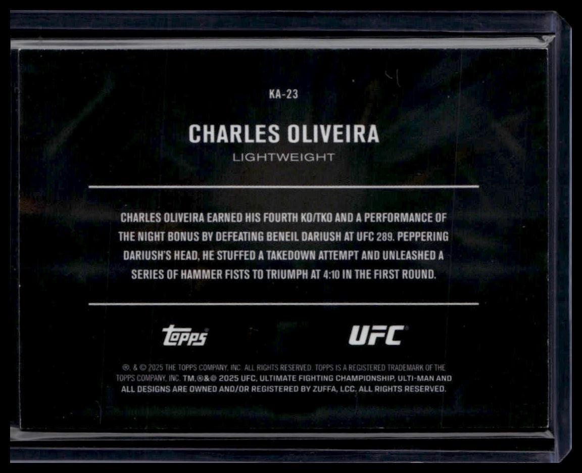 2025 Topps Knockout UFC #KA-23 Charles Oliveira Knockout Artists Red #/25