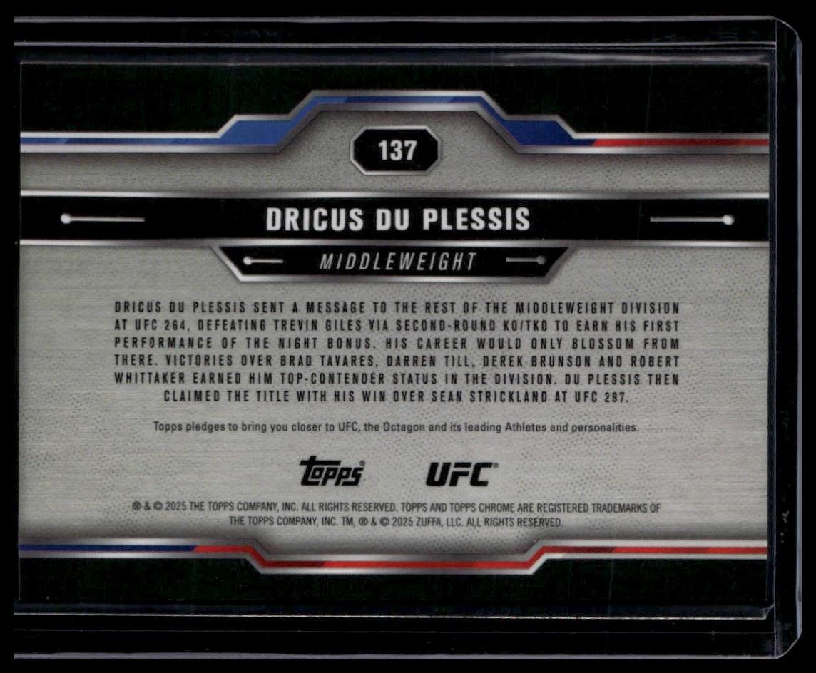 2025 Topps Chrome Sapphire Edition UFC #137 Dricus Du Plessis Gold Sapphire #/50