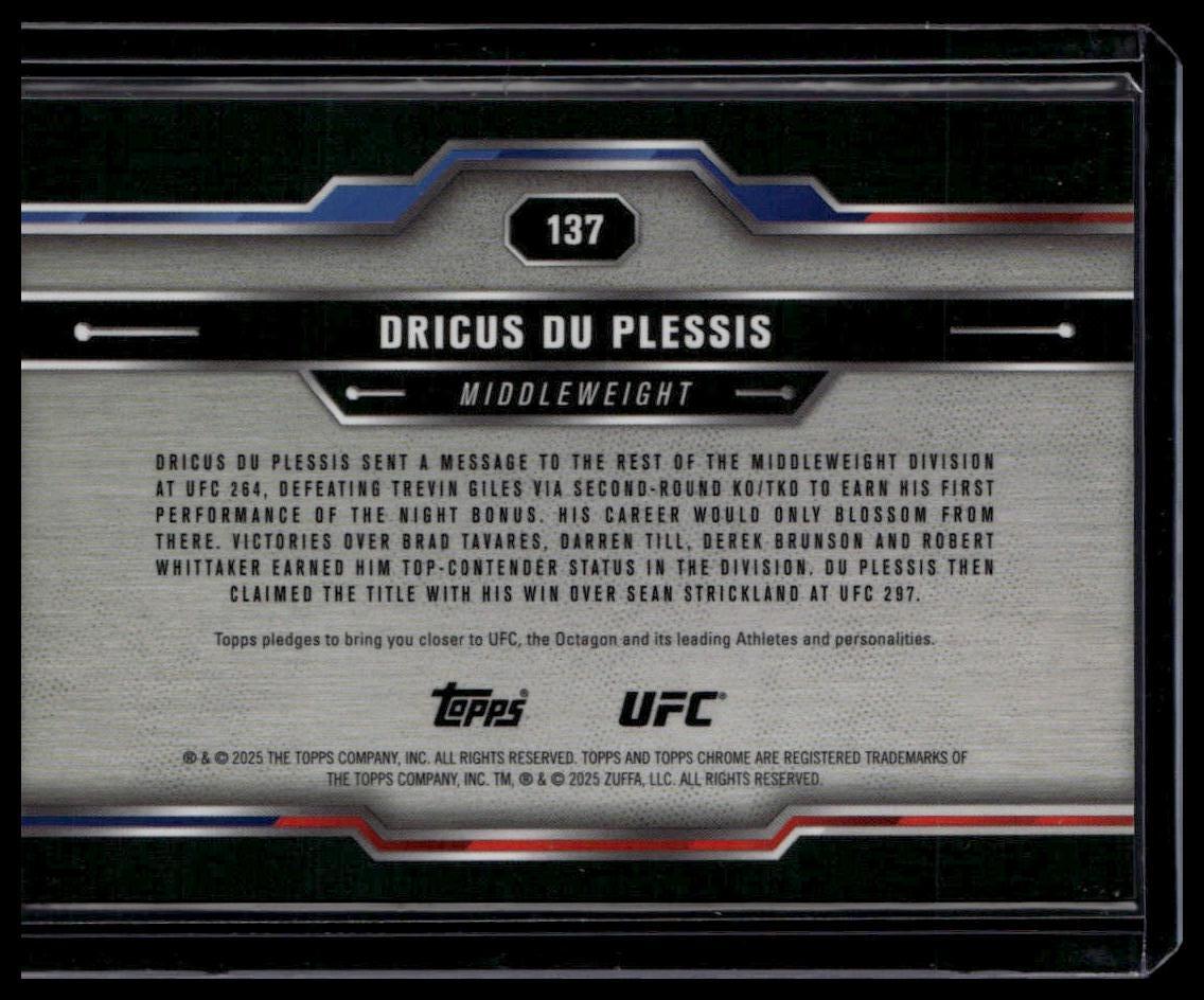 2025 Topps Chrome UFC #137 Dricus Du Plessis Orange Refractor #/25
