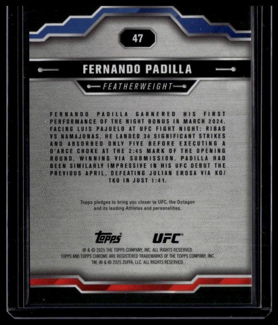 2025 Topps Chrome UFC #47 Fernando Padilla Gold Geometric #/50