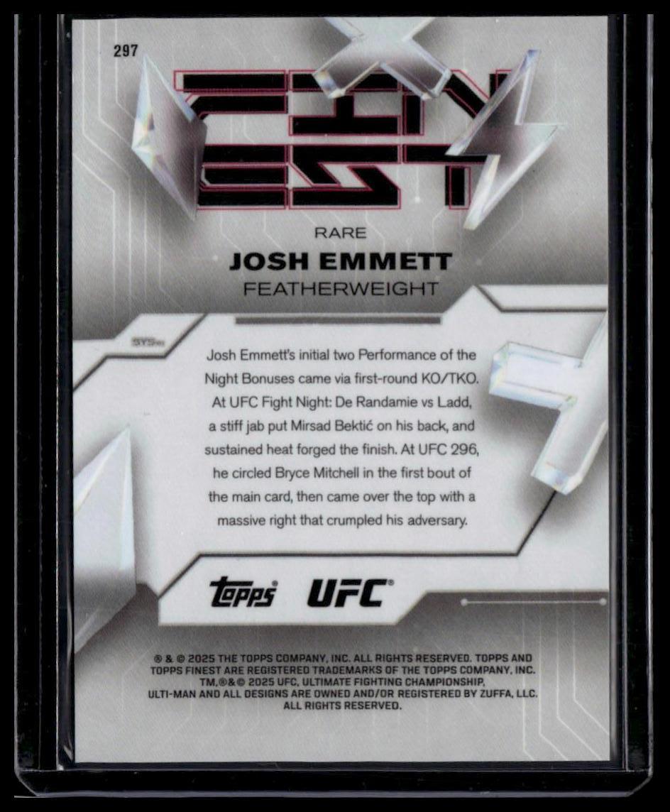 2025 Topps Finest UFC #297 Josh Emmett Red/Black Vapor Refractors #/10