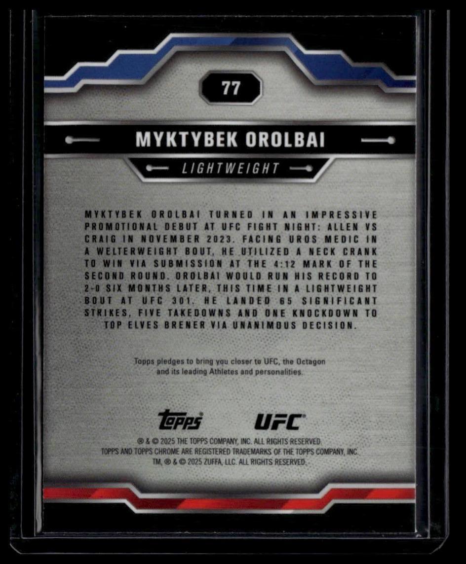2025 Topps Chrome UFC #77 Myktybek Orolbai Aqua Refractor #/199