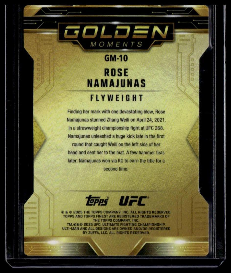 2025 Topps Finest UFC Rose Namajunas Golden Moments Refractors Die Cut #/75