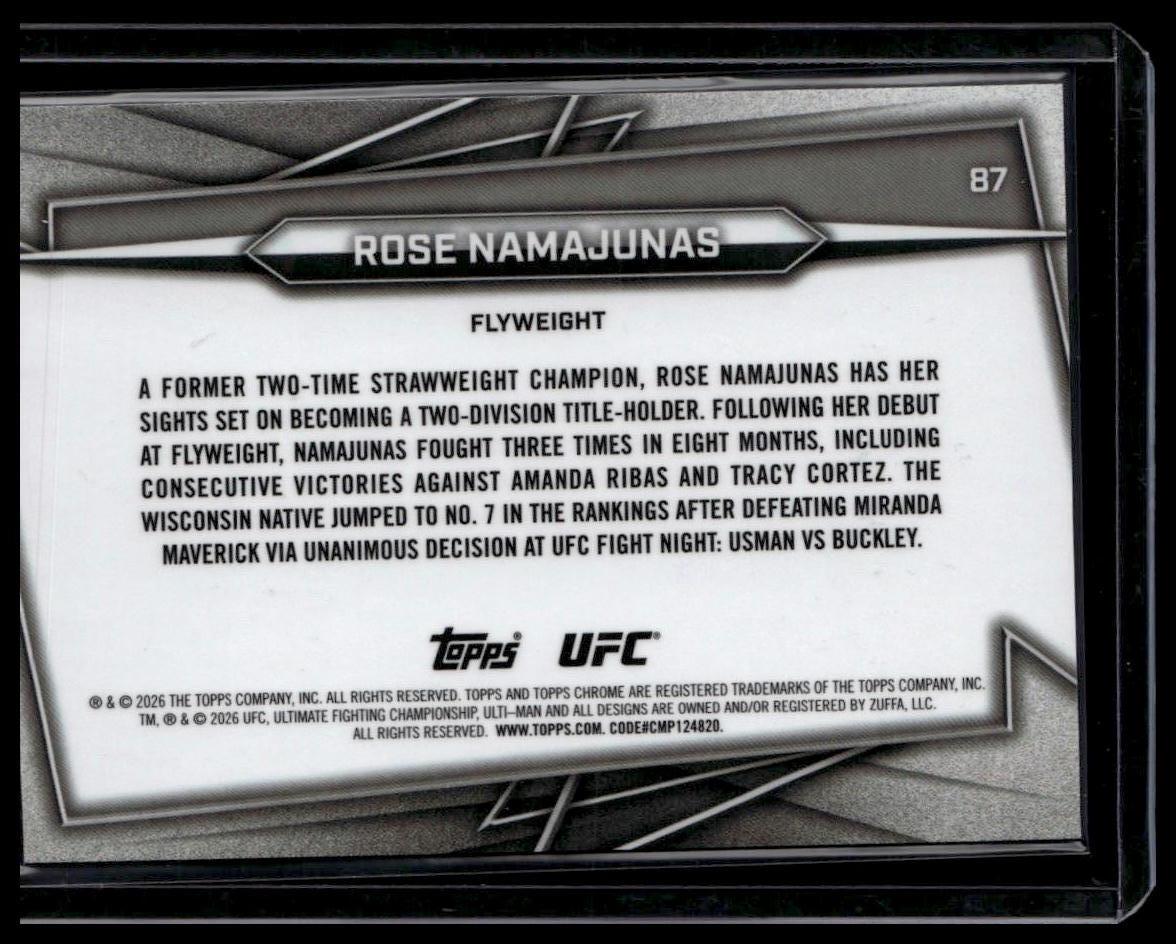 2026 Topps Chrome UFC #87 Rose Namajunas Gold Geometric Refractor #/50