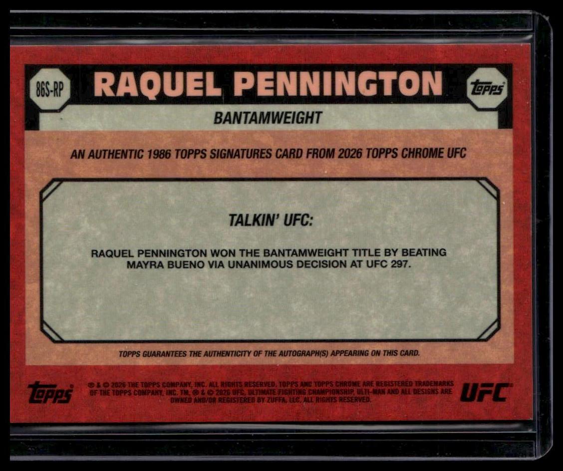 2026 Topps Chrome Raquel Pennington 86 Topps Signatures Gold Refractor #/50