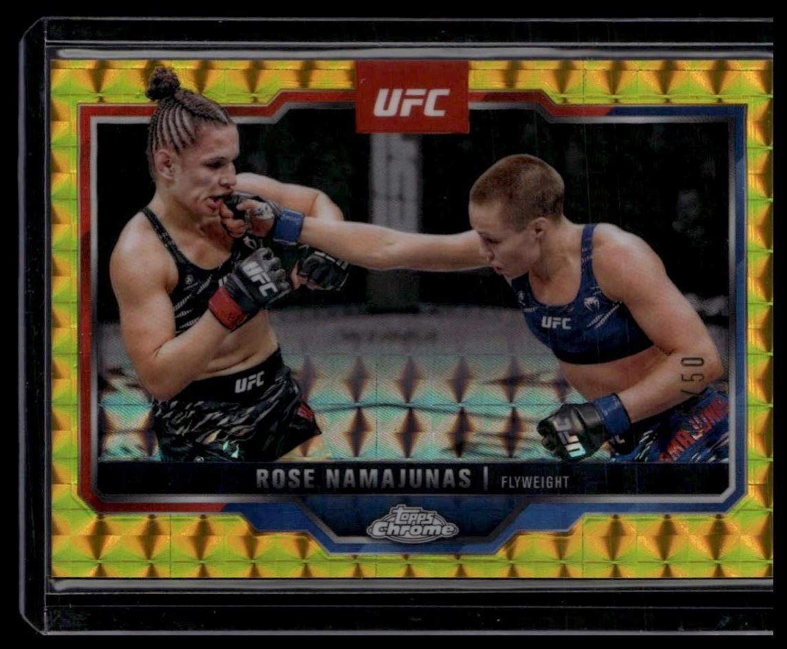 2025 Topps Chrome UFC #89 Rose Namajunas Gold Geometric #/50