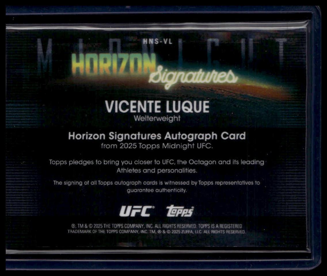 2025 Topps Midnight UFC #HNS-VL Vicente Luque Horizon Signatures Dusk #/75