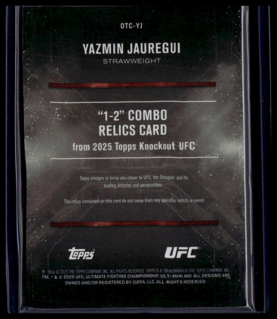 2025 Topps Knockout UFC #OTC-YJ Yazmin Jauregui 1-2 Combo Relics Blue #/50