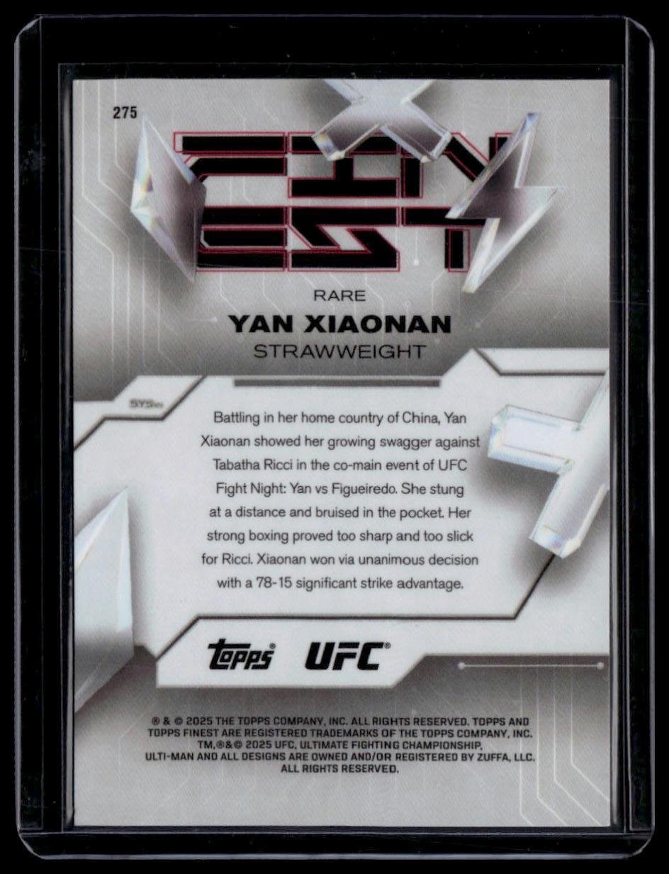 2025 Topps Finest UFC #275 Yan Xiaonan Blue Checkerboard Refractors #/49