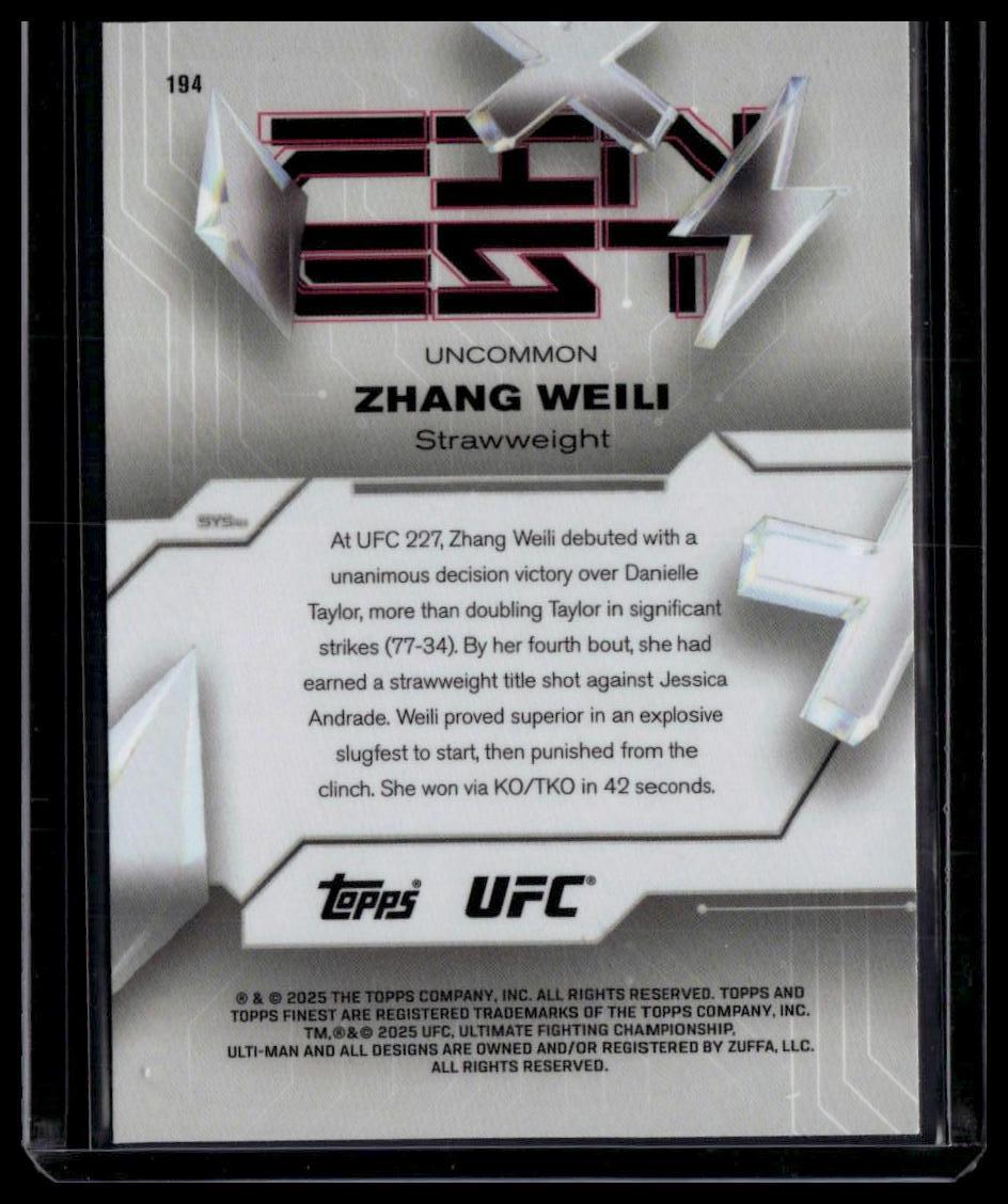2025 Topps Finest UFC #194 Zhang Weili Blue Refractors #/175