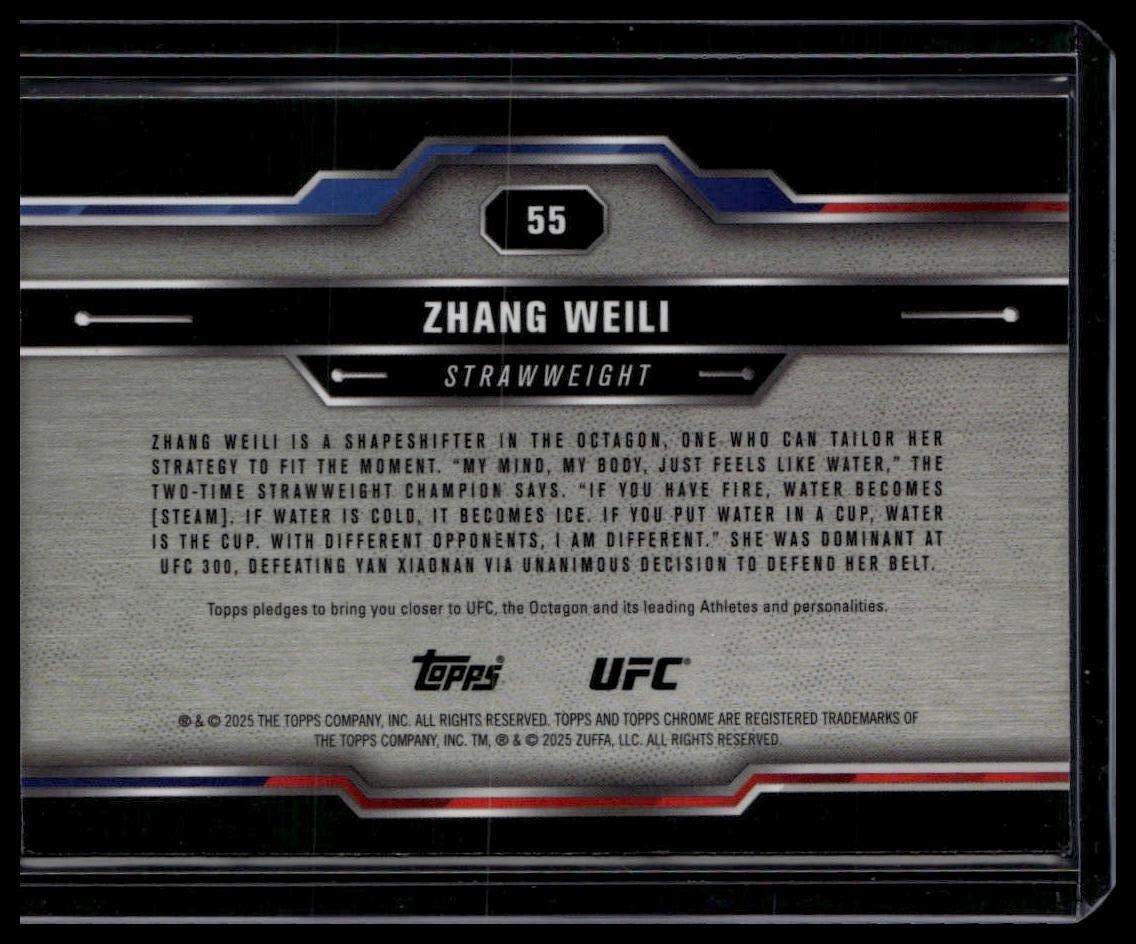 2025 Topps Chrome Sapphire Edition UFC #55 Zhang Weili Green Sapphire #/75