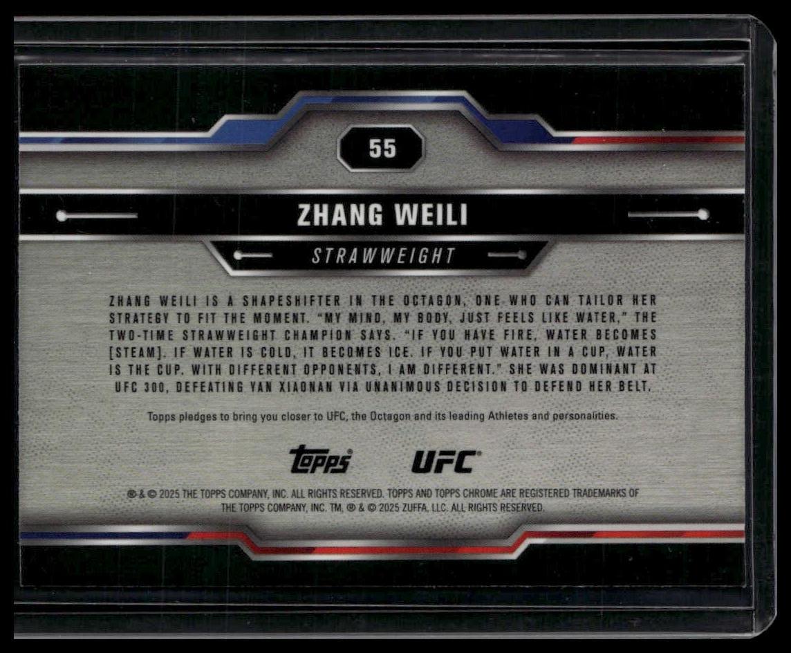 2025 Topps Chrome Sapphire Edition UFC #55 Zhang Weili Green Sapphire #/75