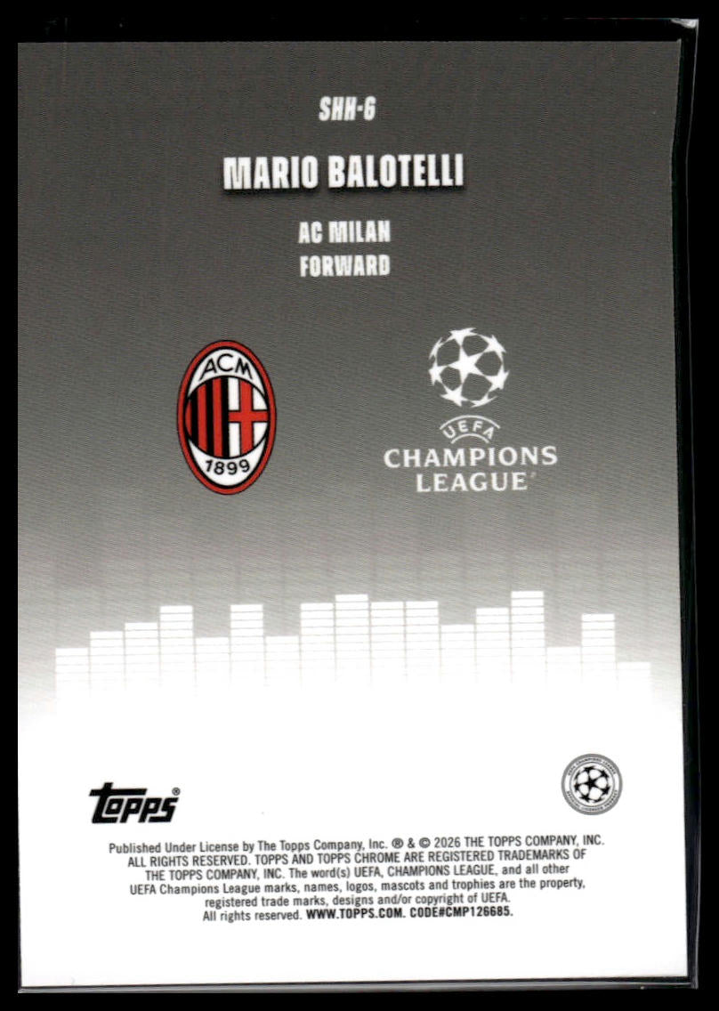 2025-26 Topps Chrome UEFA Club Competitions #SHH-6 Mario Balotelli Silenced