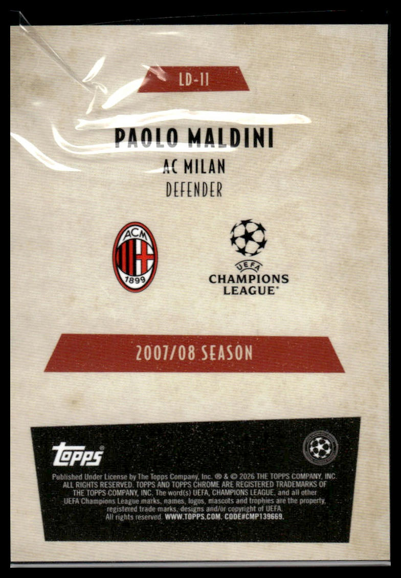 2025-26 Topps Chrome UEFA Club Competitions #LD-11 Paolo Maldini Last Dance