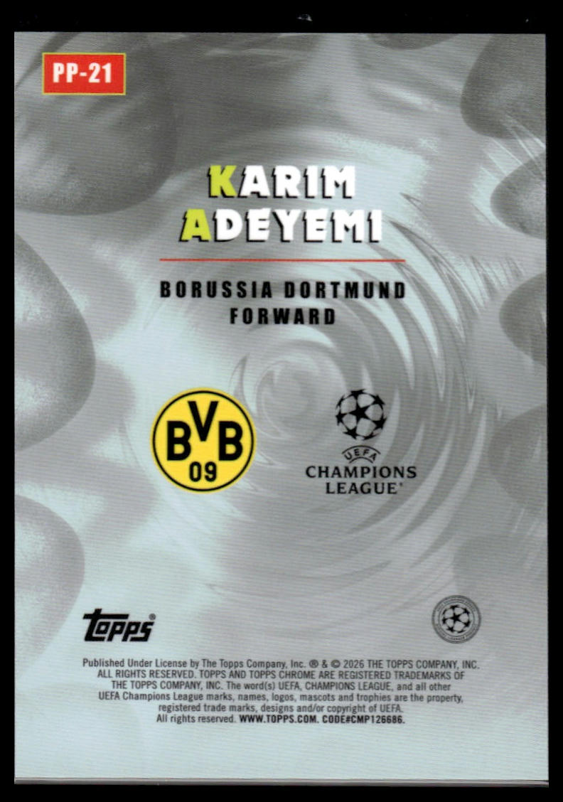 2025-26 Topps Chrome UEFA Club Competitions #PP-21 Karim Adeyemi Power Players