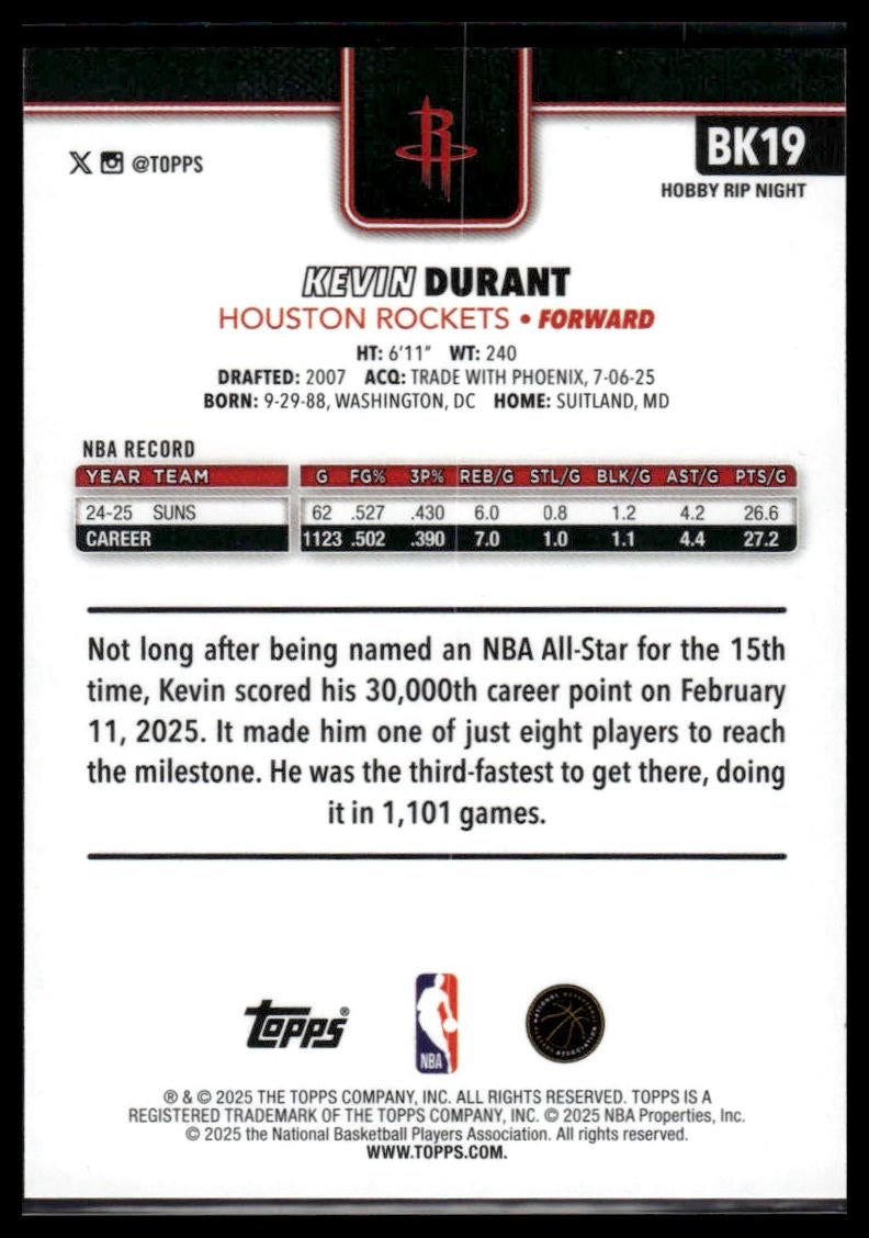 2025-26 Topps Rip Night #BK19 Kevin Durant Red