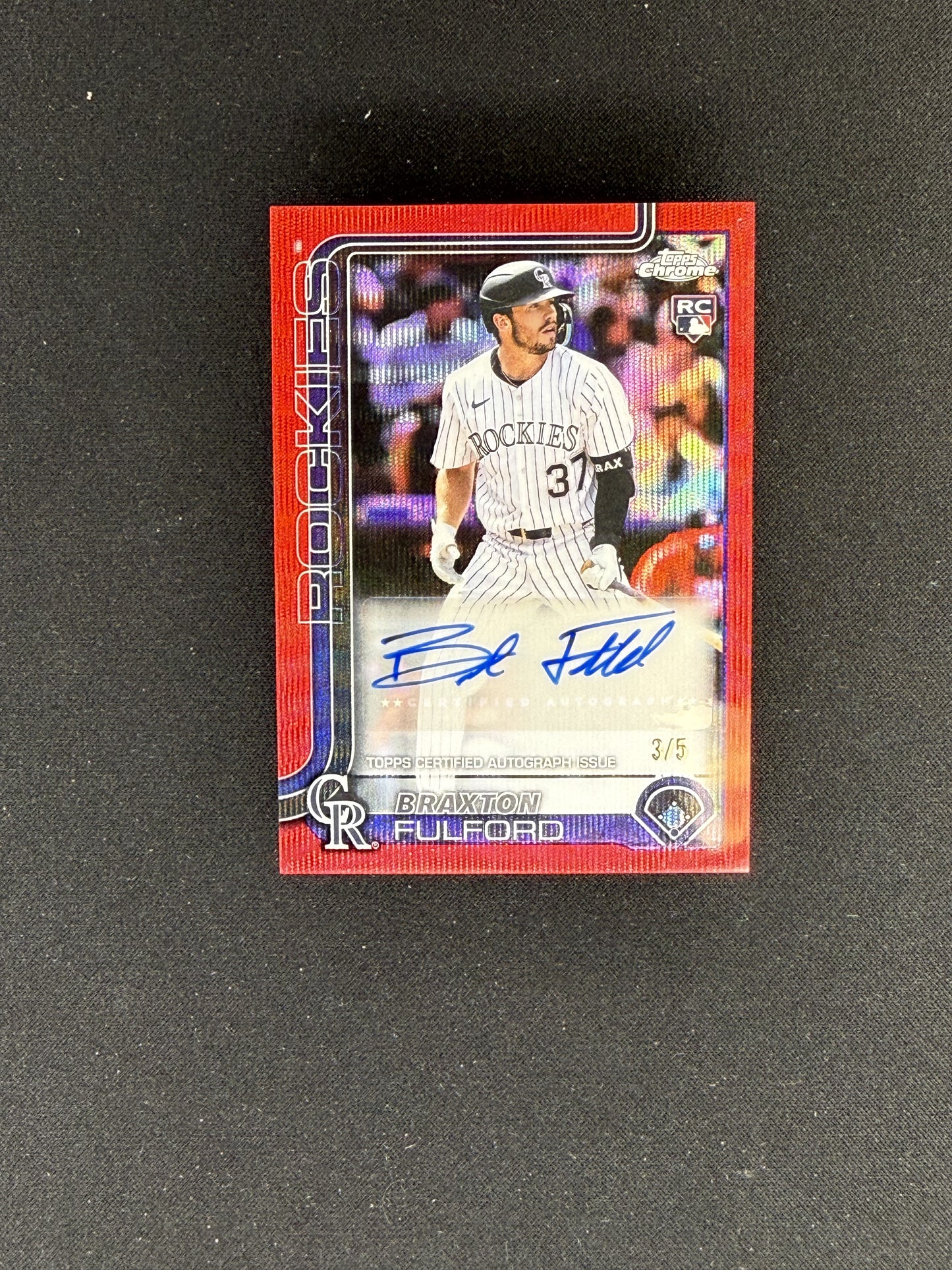 2025 Topps Chrome Update Braxton Fulford Chrome Update Autographs Red Wave /5
