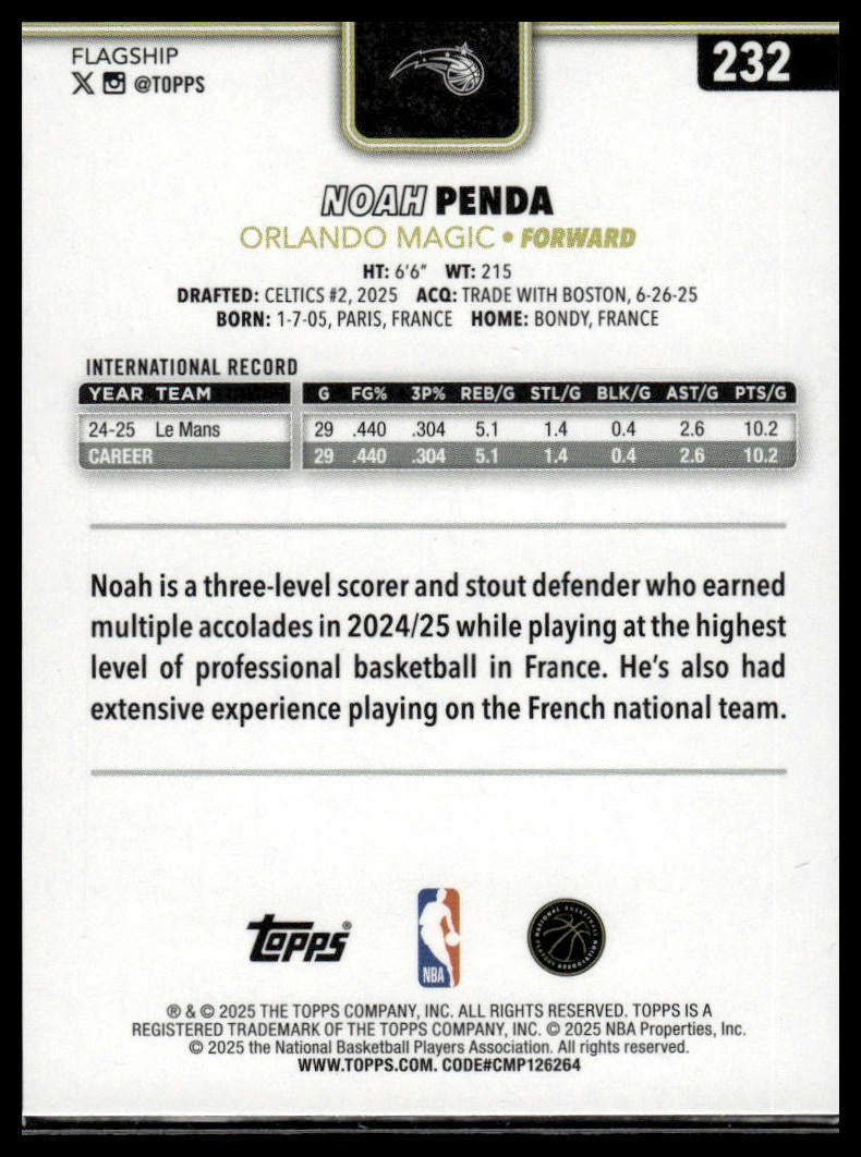2025-26 Topps #232 Noah Penda Surge #/99