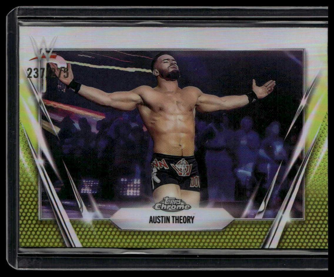2026 Topps Chrome WWE #77 Austin Theory Yellow Refractor #/275