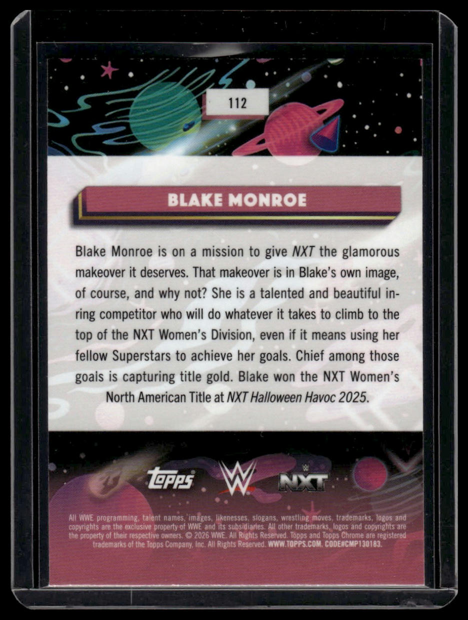 2026 Topps Chrome Cosmic WWE #112 Blake Monroe Blue Moon Refractor #/99