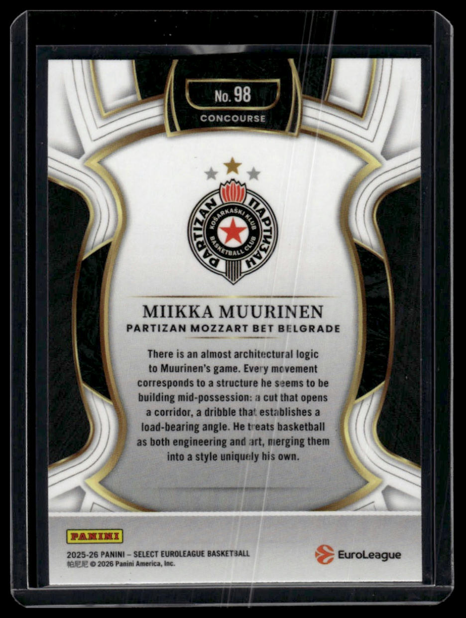 2025-26 Panini Select EuroLeague #98 Miikka Muurinen