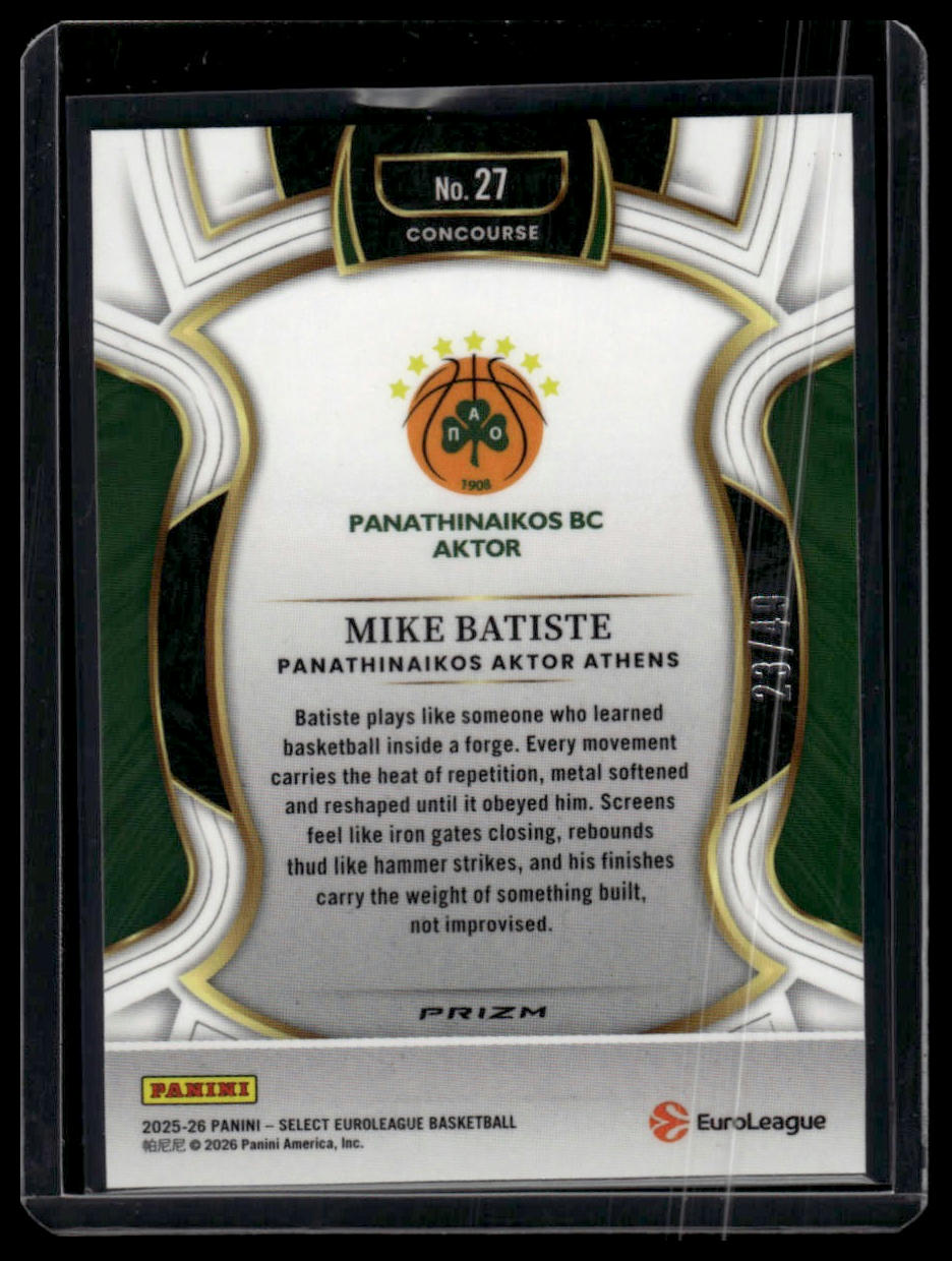 2025-26 Panini Select EuroLeague #27 Mike Batiste Bronze /49