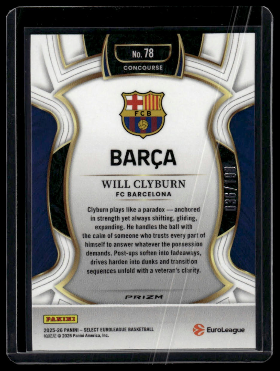 2025-26 Panini Select EuroLeague #78 Will Clyburn Red /199