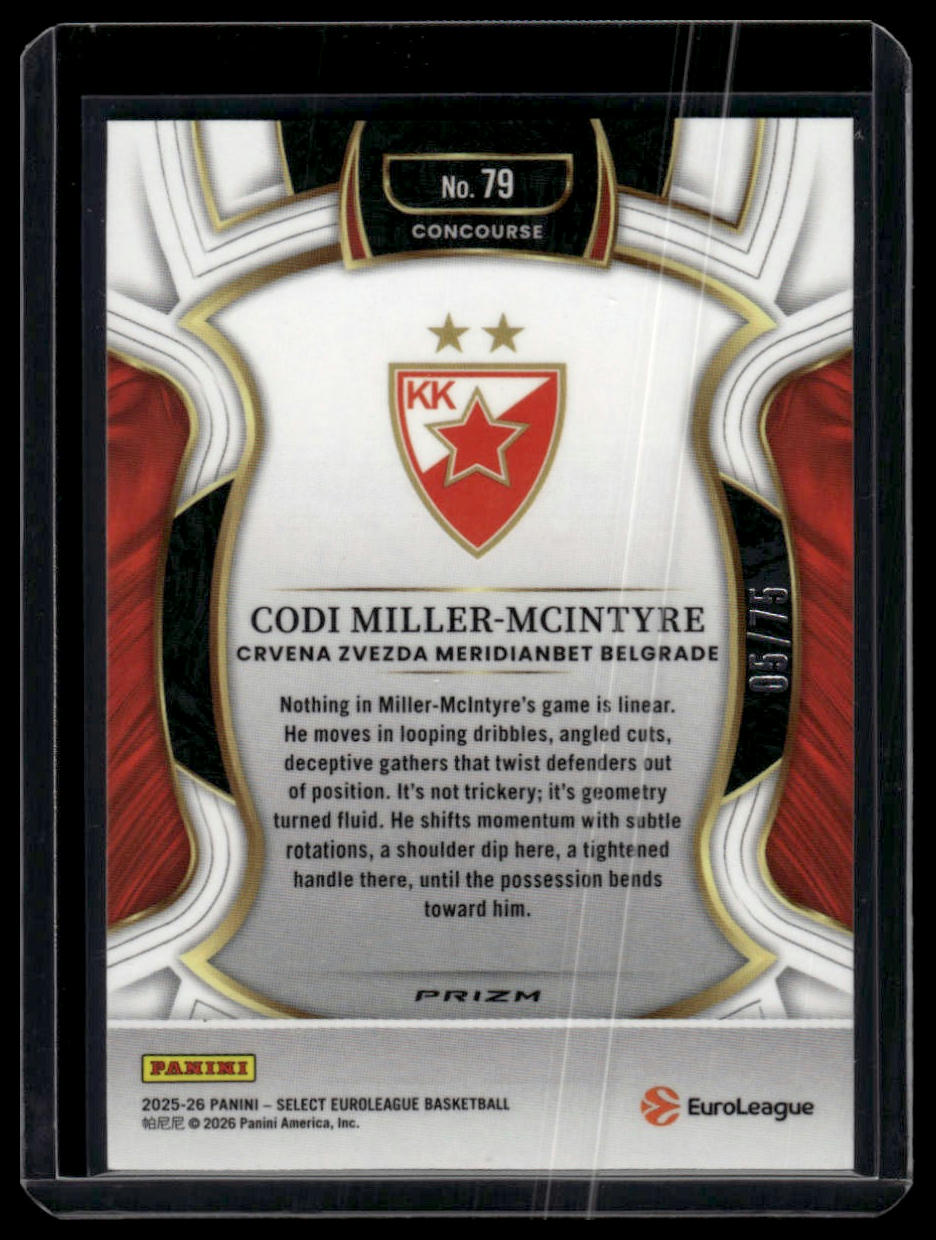 2025-26 Panini Select EuroLeague #79 Codi Miller-McIntyre Green /75