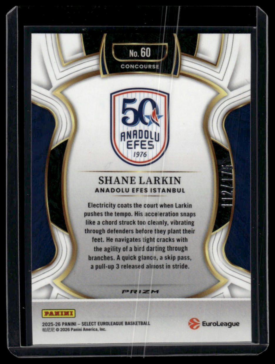 2025-26 Panini Select EuroLeague #60 Shane Larkin Maroon /175
